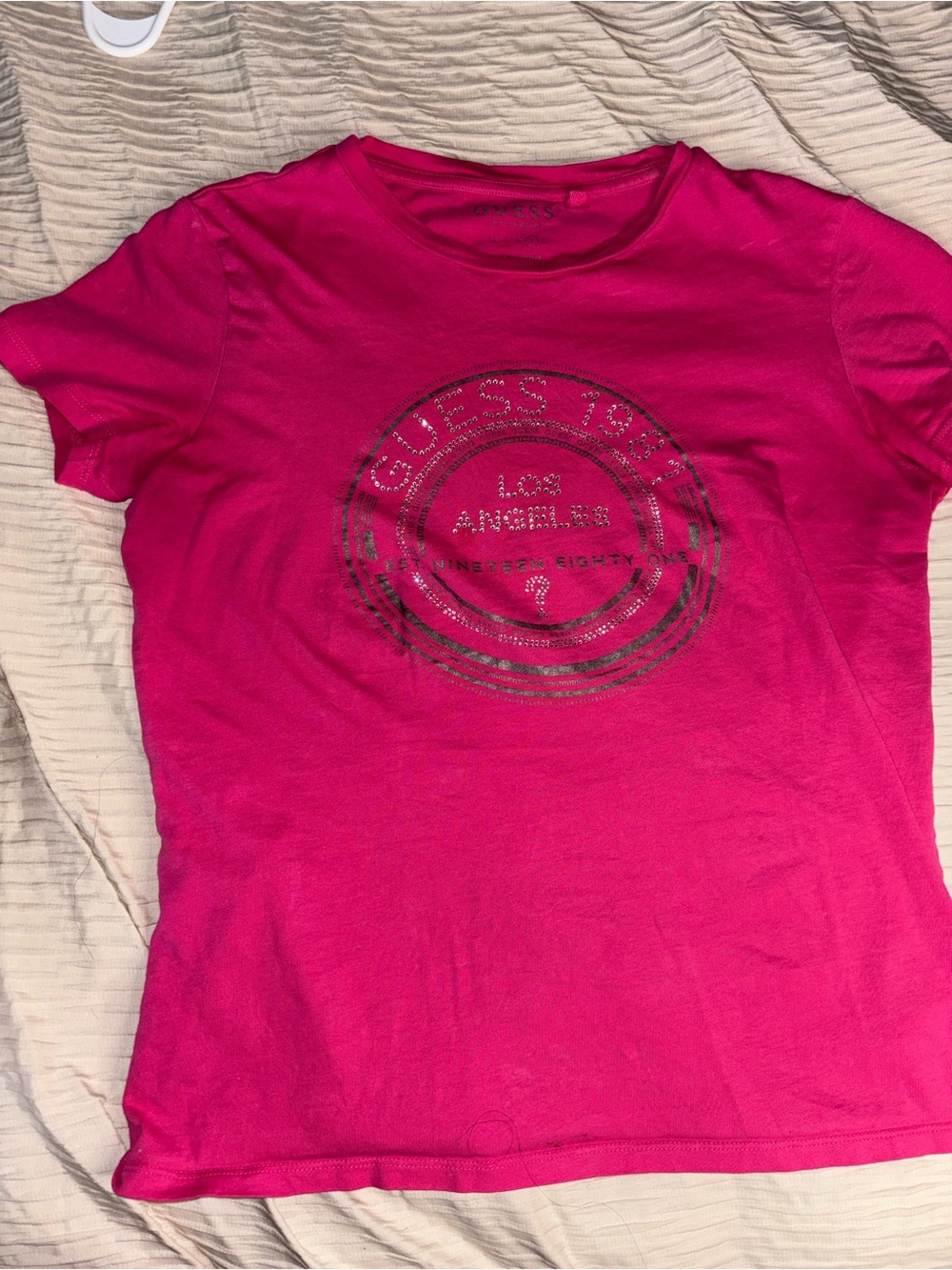 Guess Bright Fuchsia Short Sleeve Logo Tee